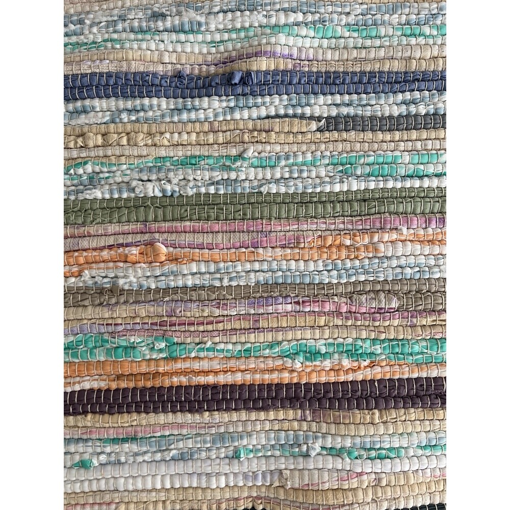 NWT Chindi Rag Rug 27" x 45" Boho Farmhouse Rustic Accent Throw Rug Pastel Color - Picture 6 of 10